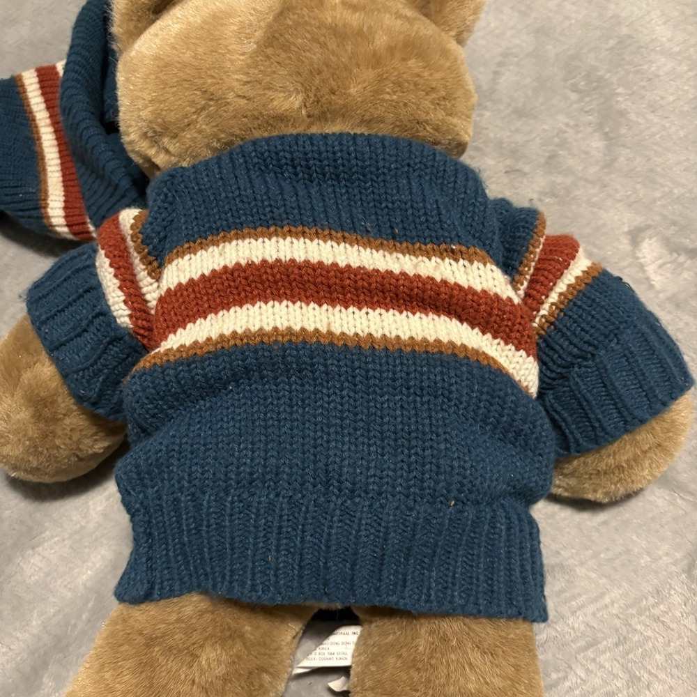 Vintage 1984 CHOSUN INTERNATIONAL Teddy Bear Plush with Blue Sweater and Hat - Picture 10 of 16